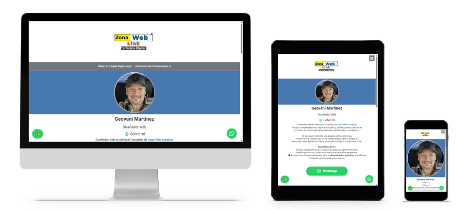 Zona web link tu tarjeta digital