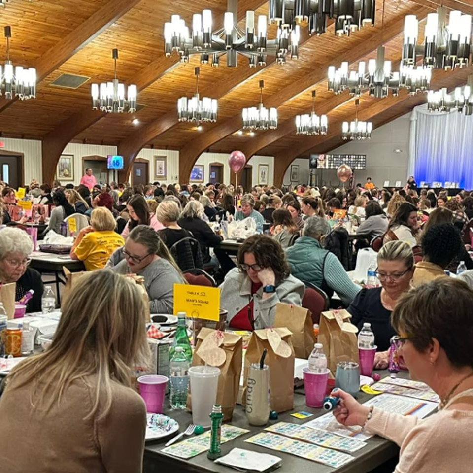 Attendees participating in a DSAV fundraising event inside a banquet hall to support programs and services.