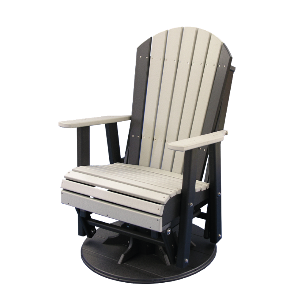 Hlf 2' adirondack glider dove gray   black (swivel)