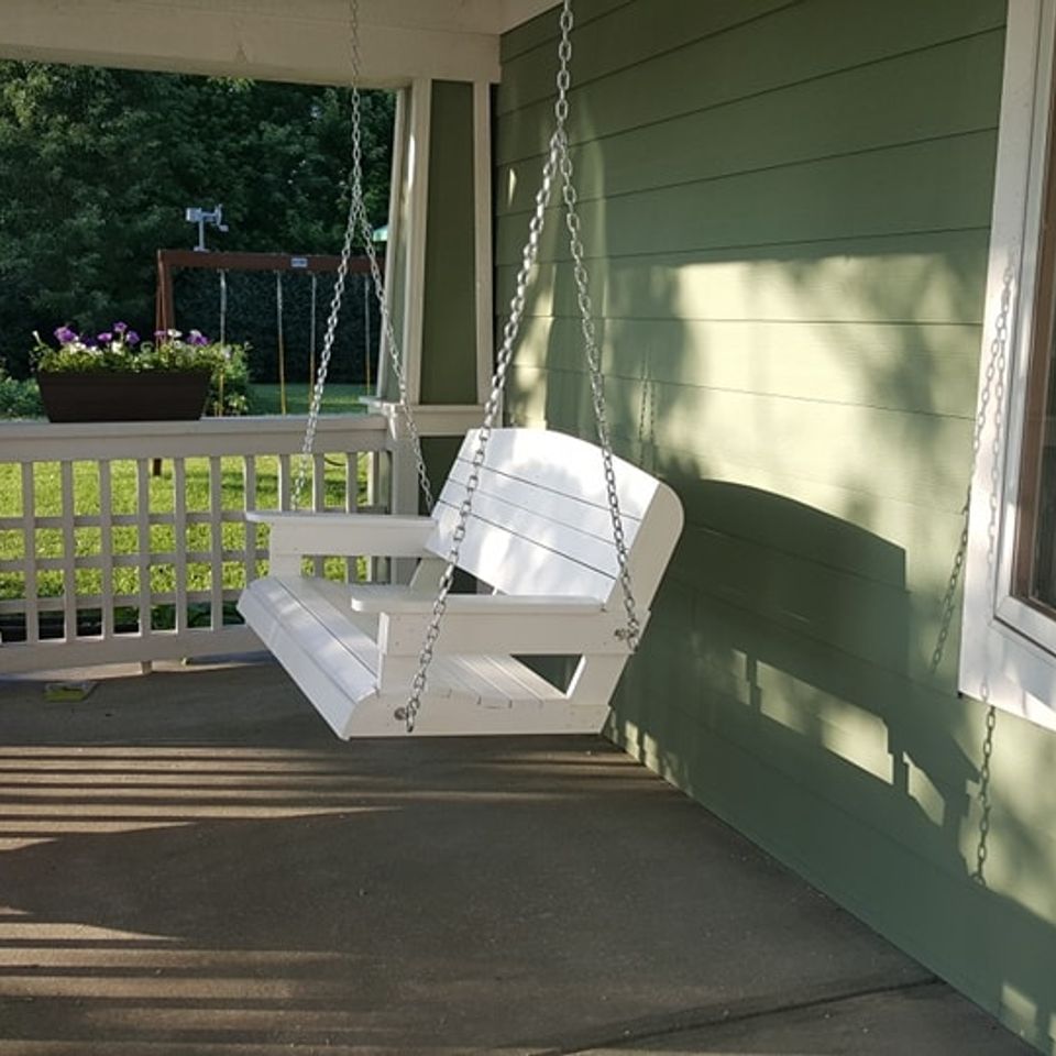 Porch swing built by Johnson Woodworking in Atlanta, IN