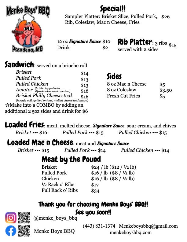 Menke boys' menu