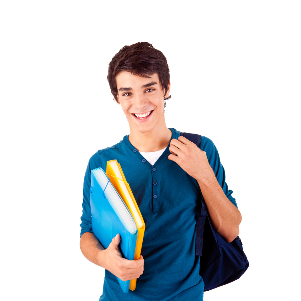 Young happy student carrying books cleaned