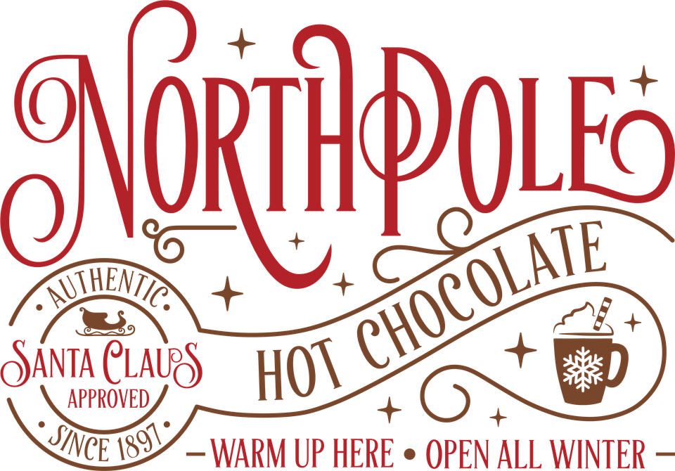 Seasons   christmas north pole hot chocolate company red and gold