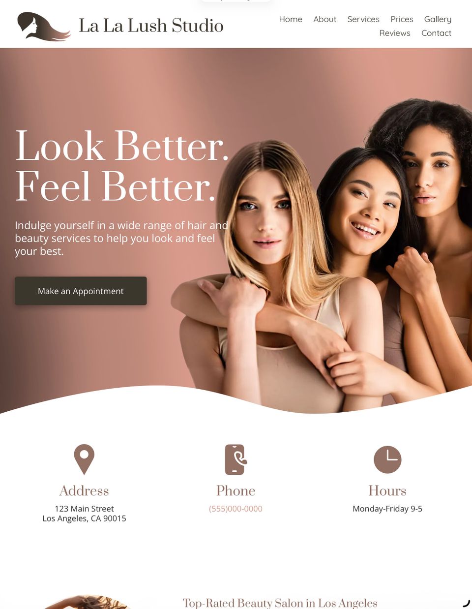 Sample beauty website design by NoticeEdge