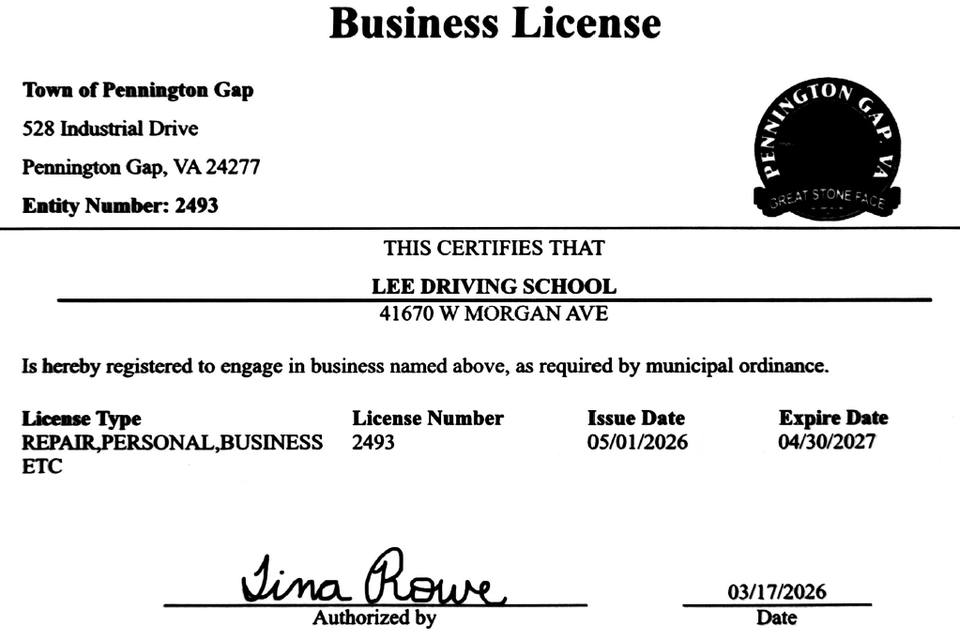 Business license image