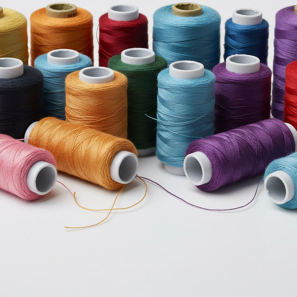Colorful spools of thread arranged on white background 69897228 (1) min