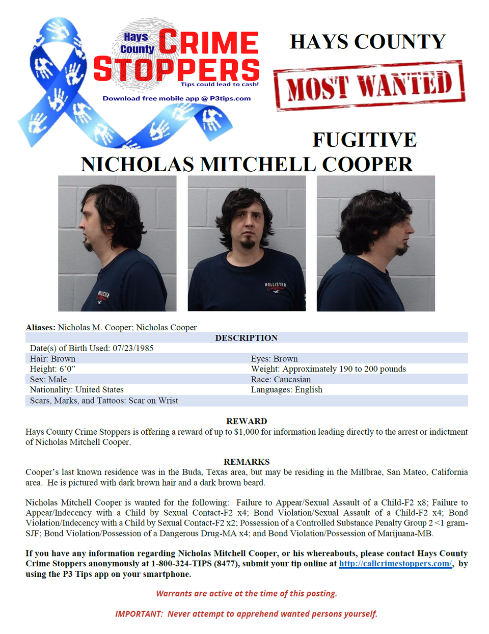 Cooper most wanted poster