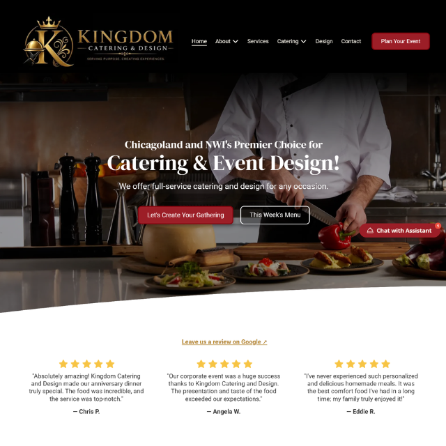 Kingdom Catering and Design Website Homepage