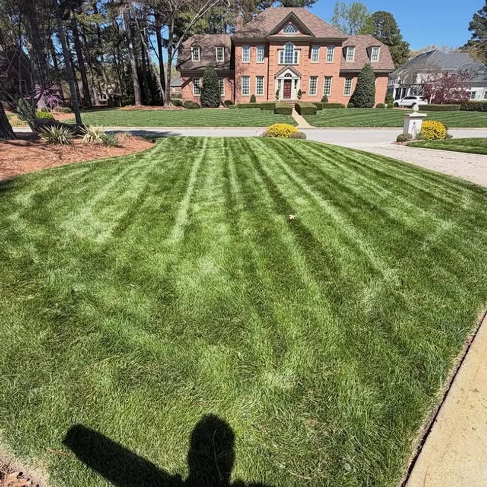 Green grass after being cut, done by Get A Mow On Lawn Care LLC of Chesapeake VA