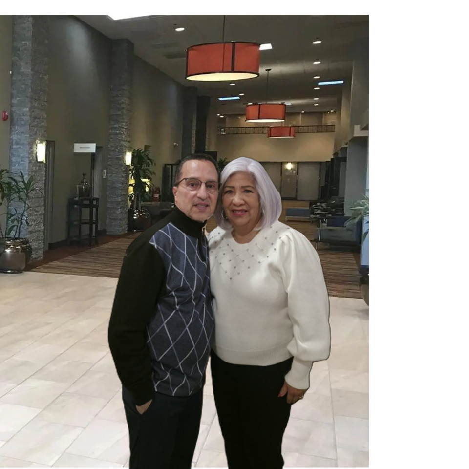 Manny & olivia at the holiday inn front entrance hallway