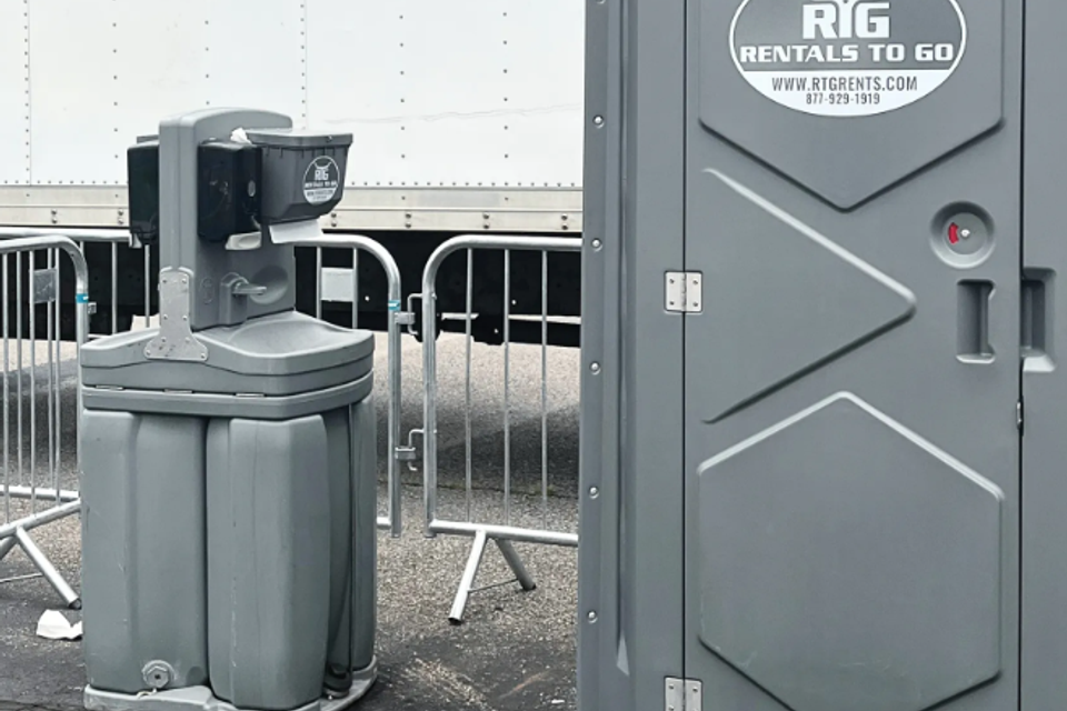 Portable handwashing station for construction site sanitation compliance in Turkey, TX