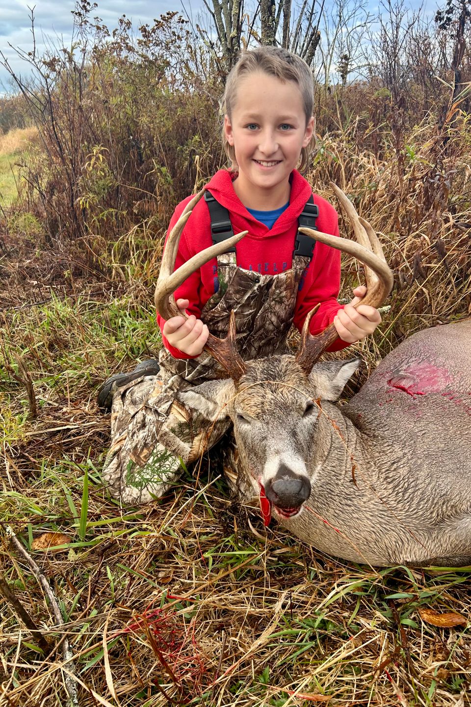 8-pointer shot by 11 year-old Lucas Krizan in Tioga County, PA. This was his very first deer in archery. 