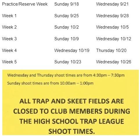 High school trap schedule
