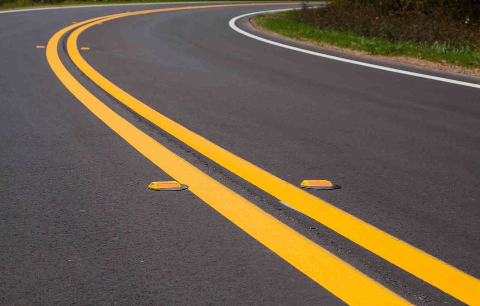 road in the country with fresh road markings