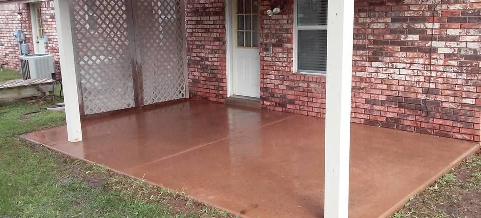 Patio  stained red with pocked finish 1 120160818 5098 a5tjli