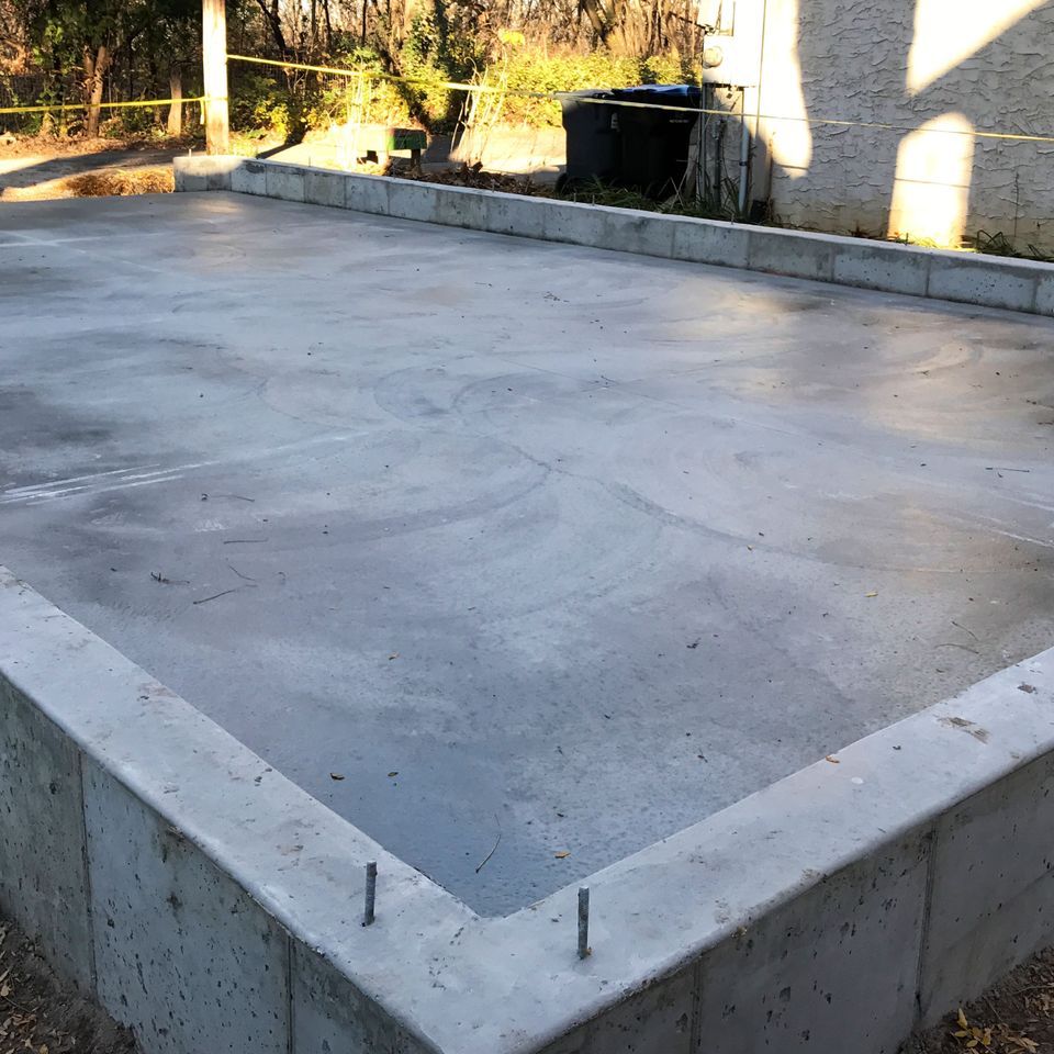 Garage floor poured foundation