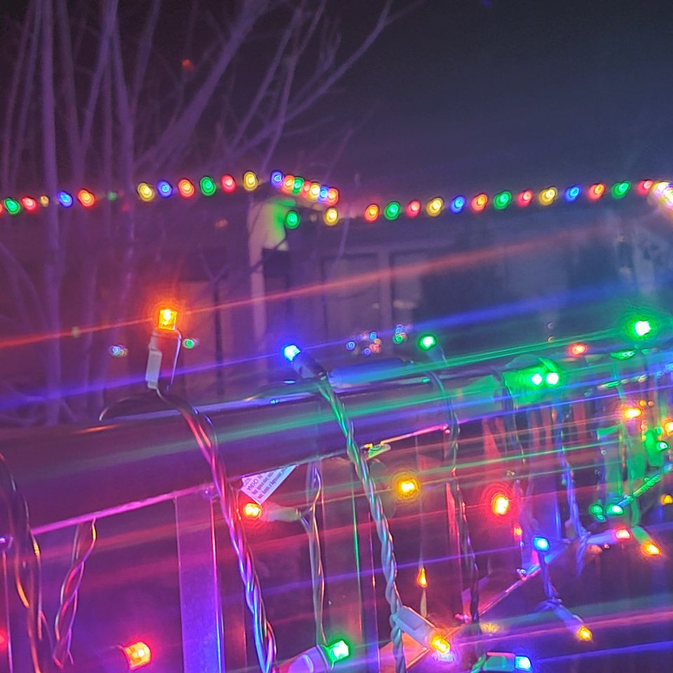 Holiday lights on a fence in eagle id