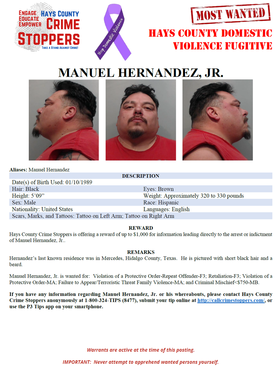 Hernandez most wanted poster