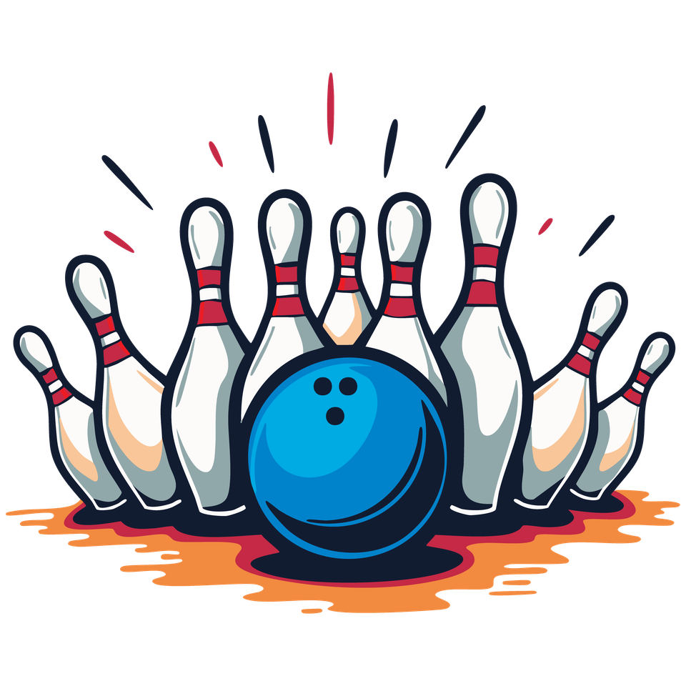 Bowling   pins and blue ball 3 09