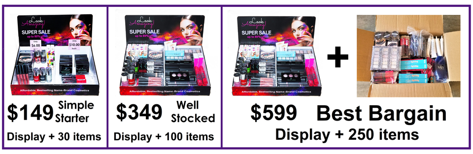 We have low prices on counter top displays, enabling a low-cost way to showcase cosmetics and beauty products.