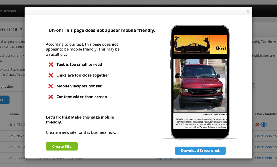 Mobile site checker