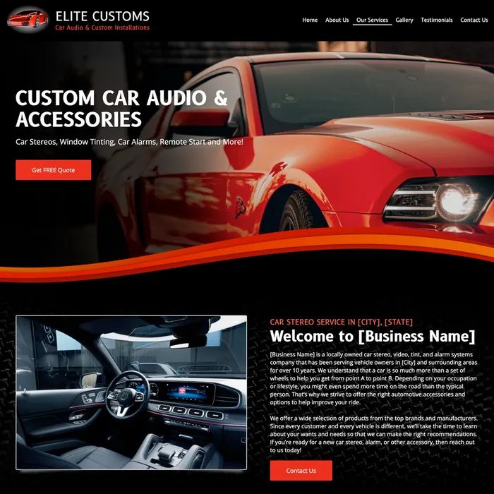 Car Audio Stereos Website Design