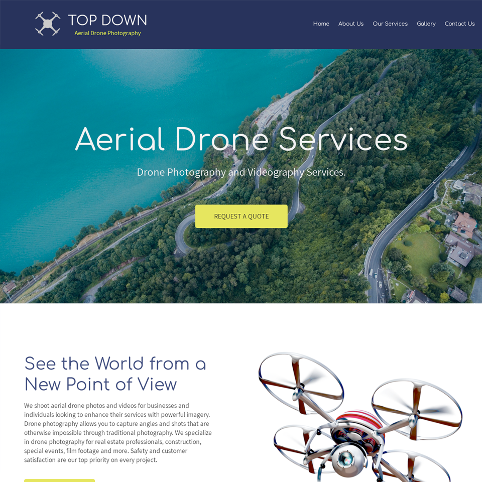 Aerial drone website template 960x960