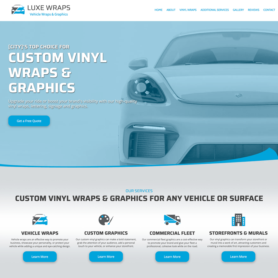Vehicle wraps theme website design