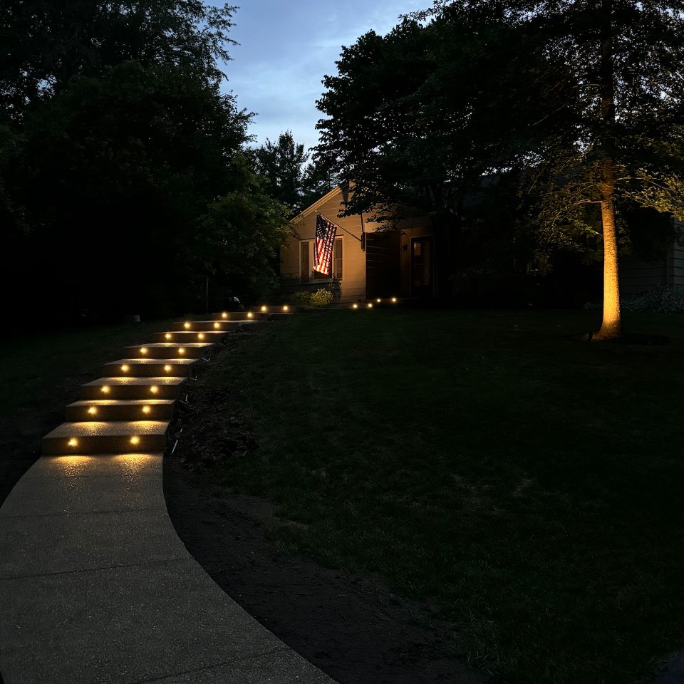 Concrete walkway at night