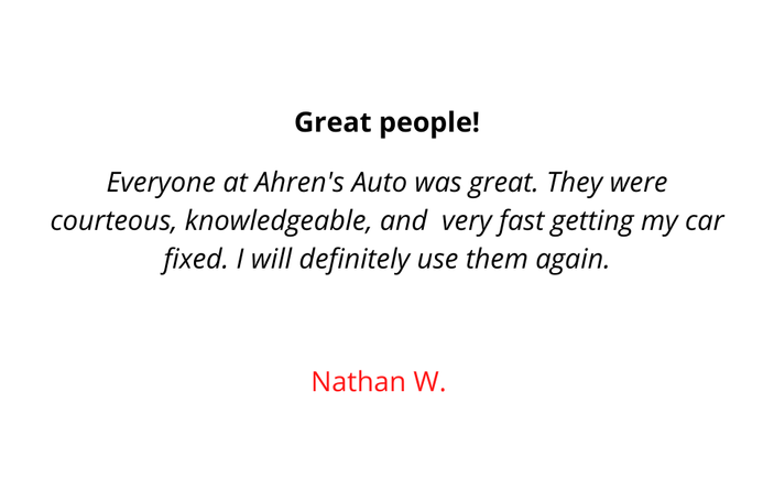 Ahren's auto testimonial