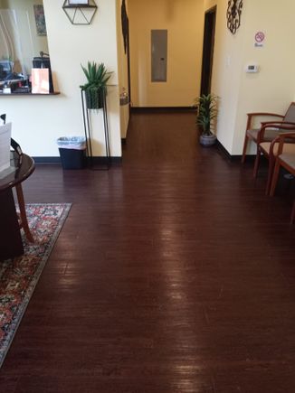 Small office focusing on polished floor