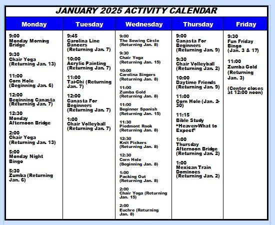 Activity calendar