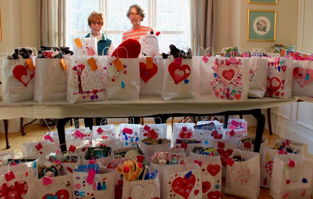 Fay farber and diane seligman with 2022 valentines day bags