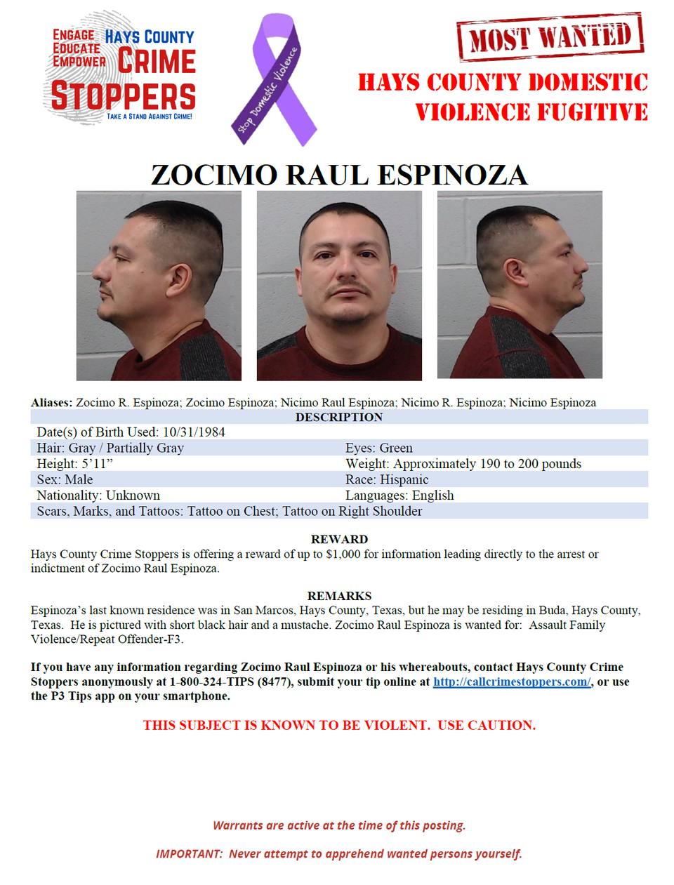Espinoza most wanted poster