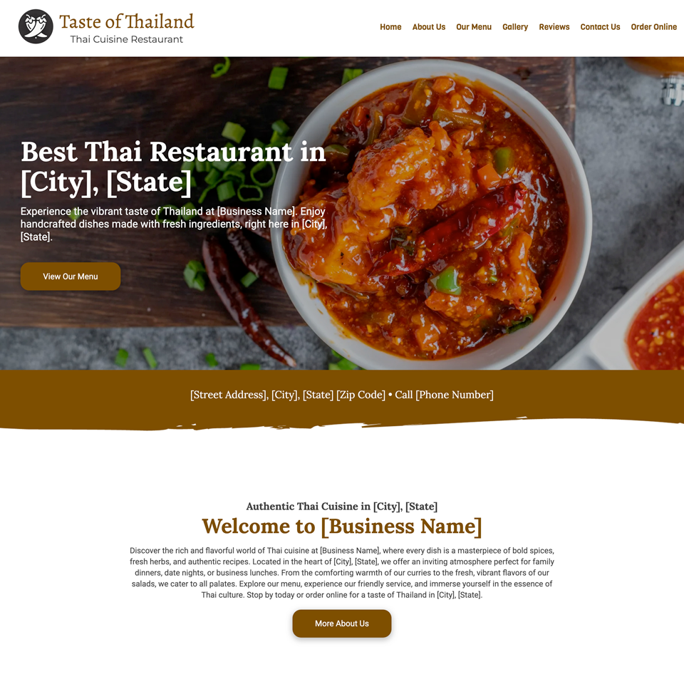 Thai restaurant website design theme