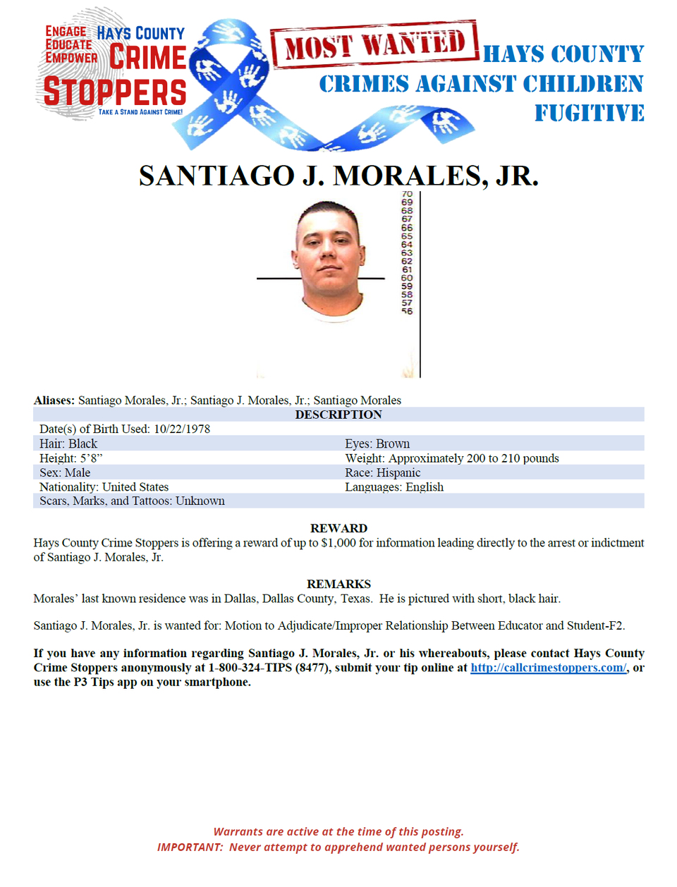 Morales most wanted poster