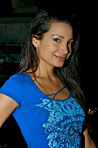 Woman blue shirt