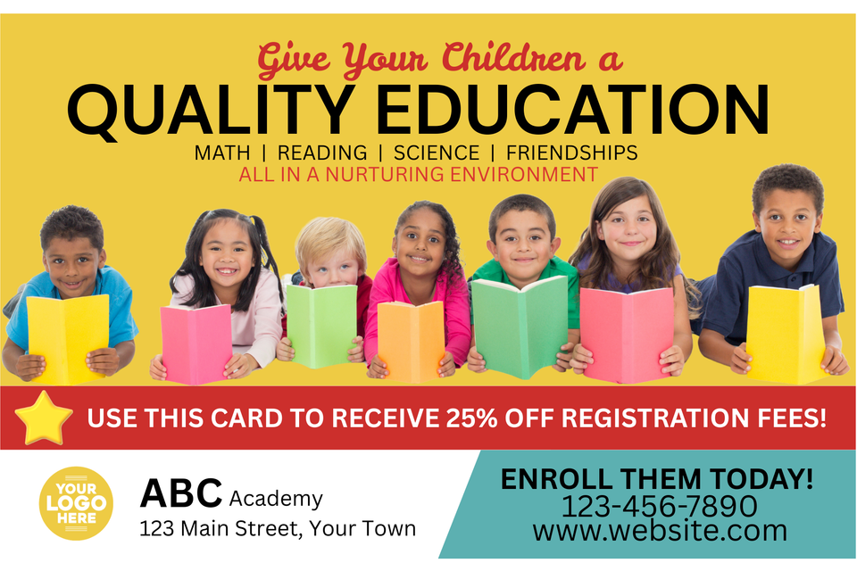 Daycare  preschool  tutoring postcard themes