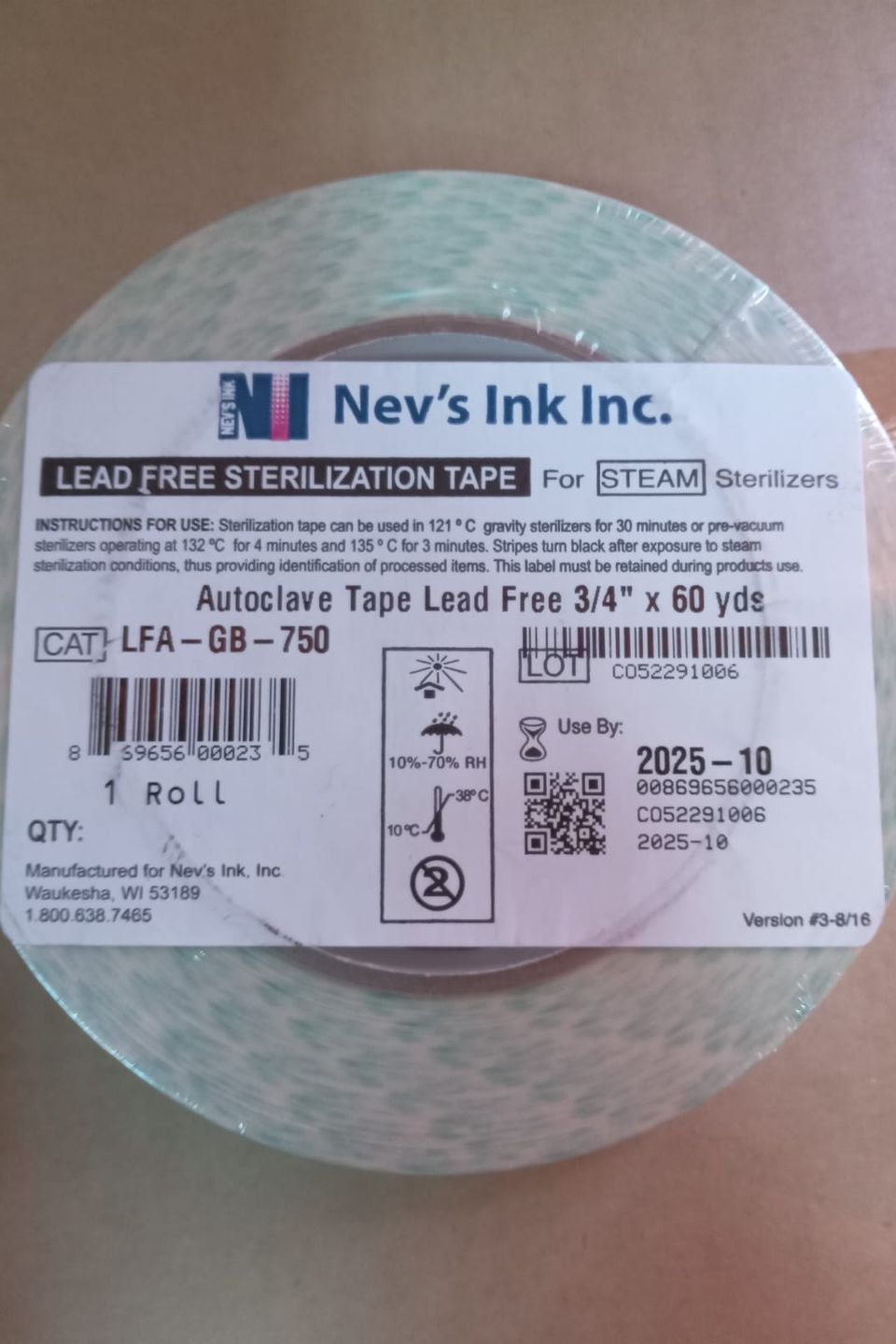 Autoclav tape lead free 60yrds