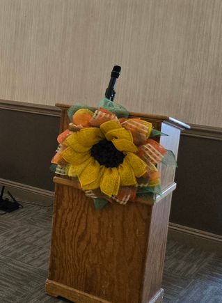 Sunflower at podium