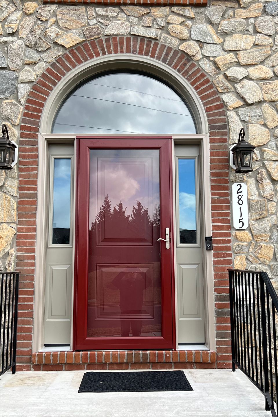 Entry door with sidelights and storm door replacement