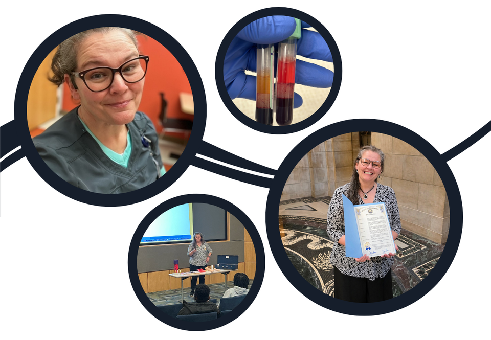 Mad science running header image blue