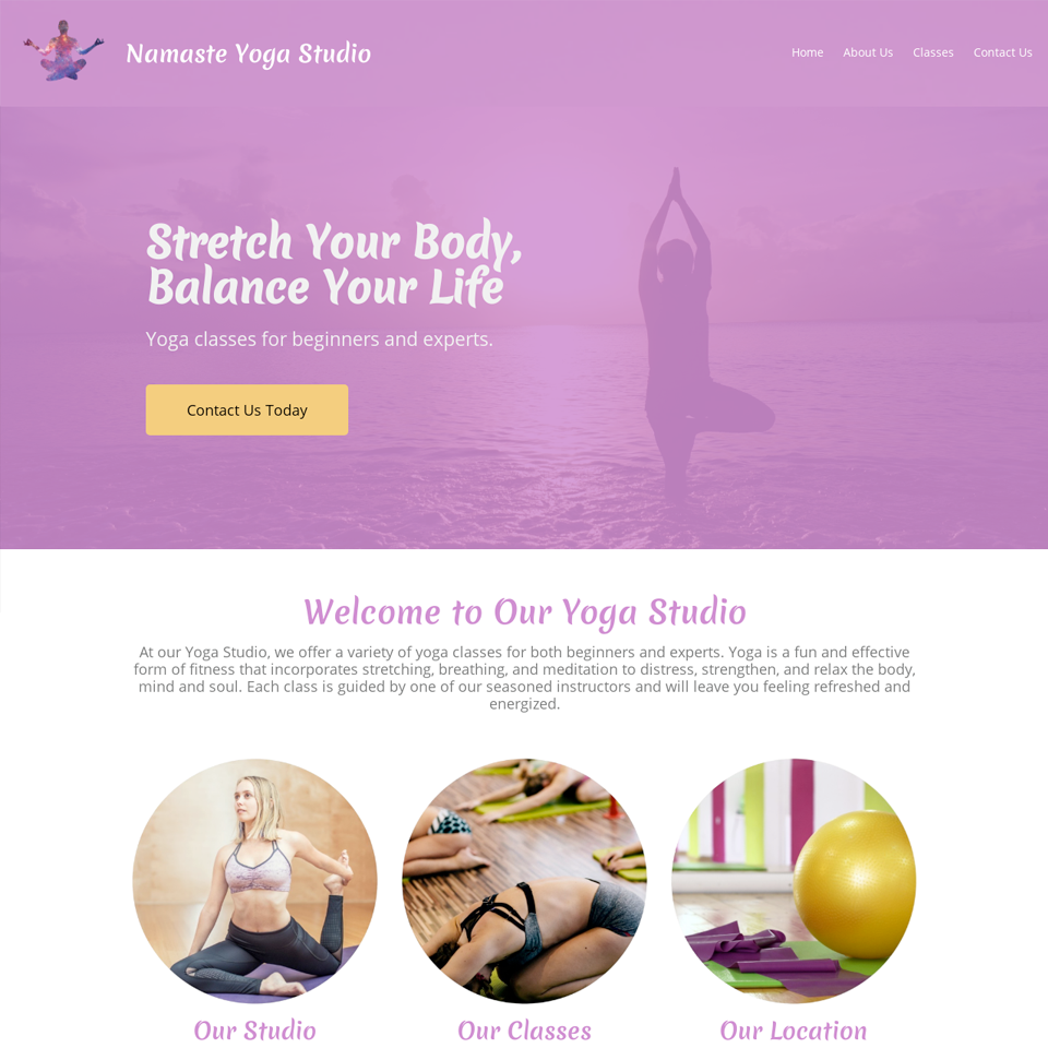 Yoga studio website theme