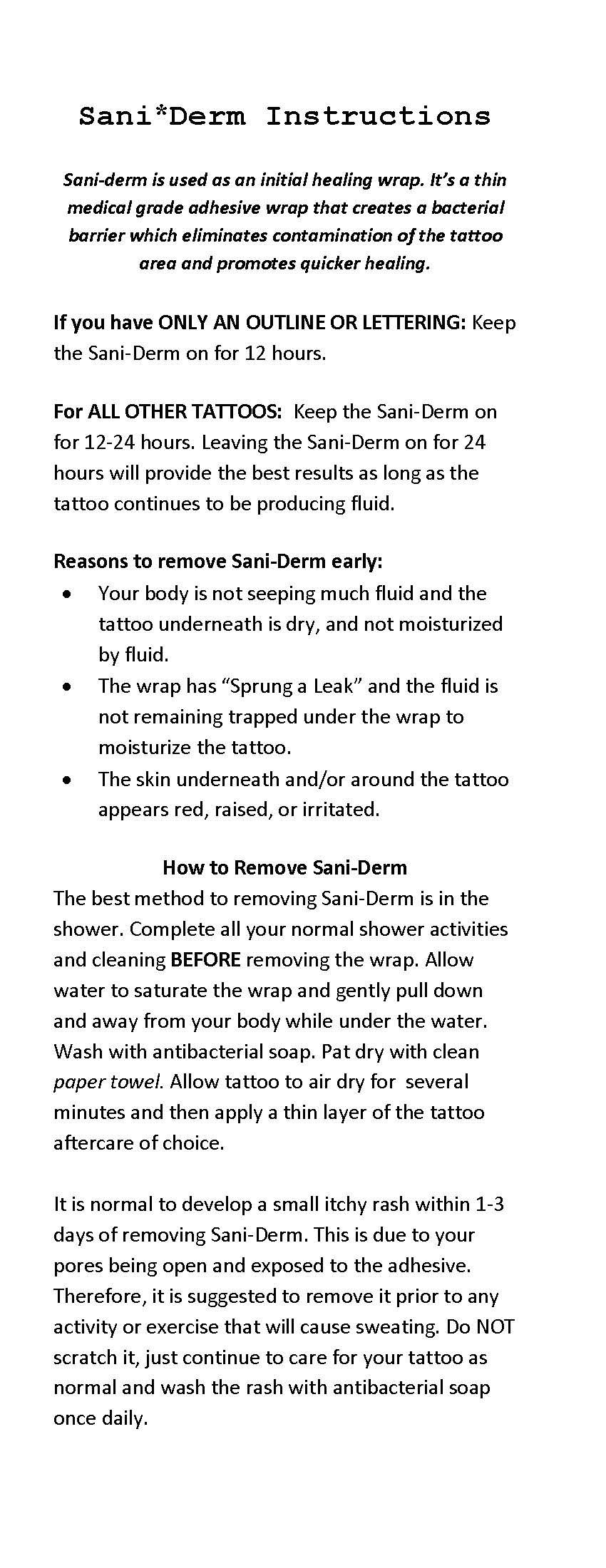 Saniderm instructions