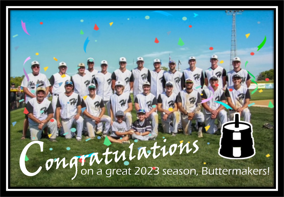Buttermakers baseball season end congratulations