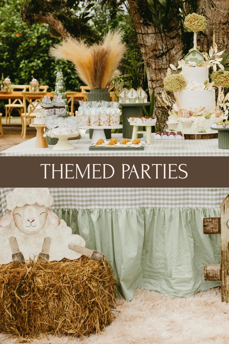 themed party dessert table with farm decor and rustic event styling at North Carolina venue