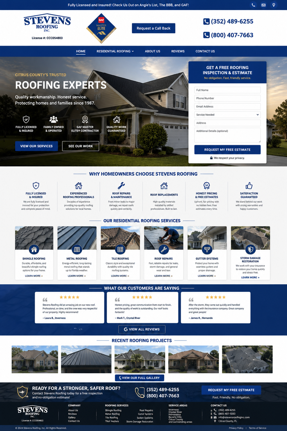 Stevens roofing mockup