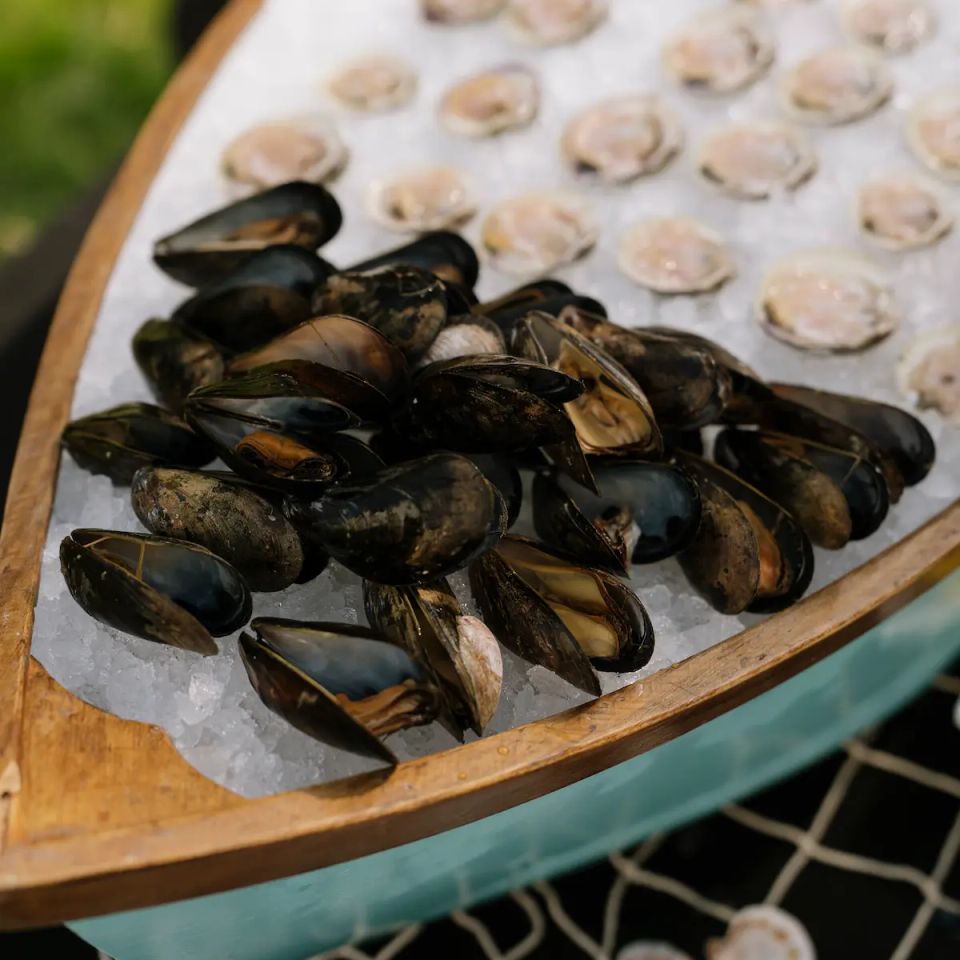 Clams, raw bar, done by Shore2Shore Shucking of Long Island