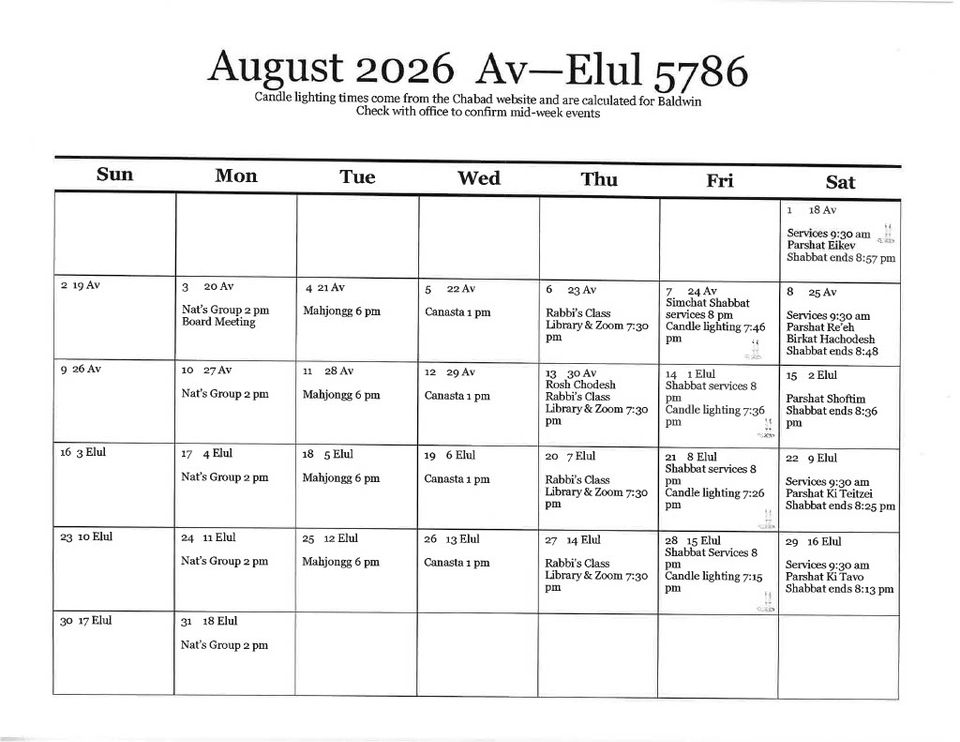 Aug cal