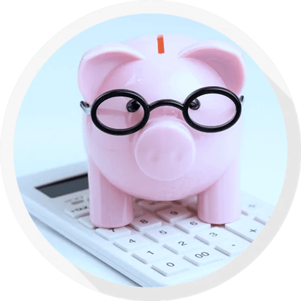 Piggy bank wearing glasses